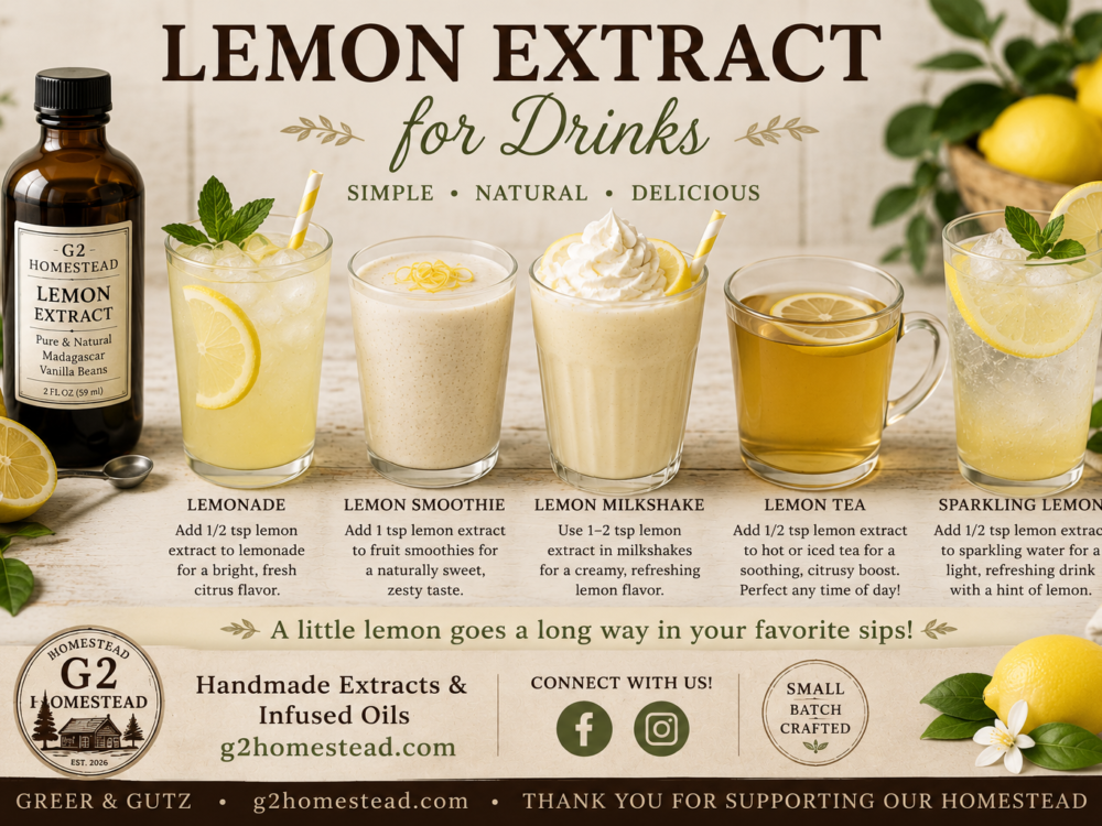 Lemon Extract in Tea, Lemonade, Cocktails, and Sparkling Water