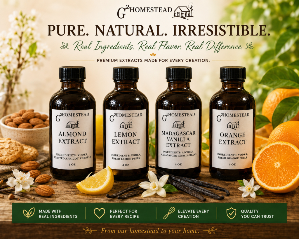 G2 Homestead small-batch pure extracts for baking and drinks