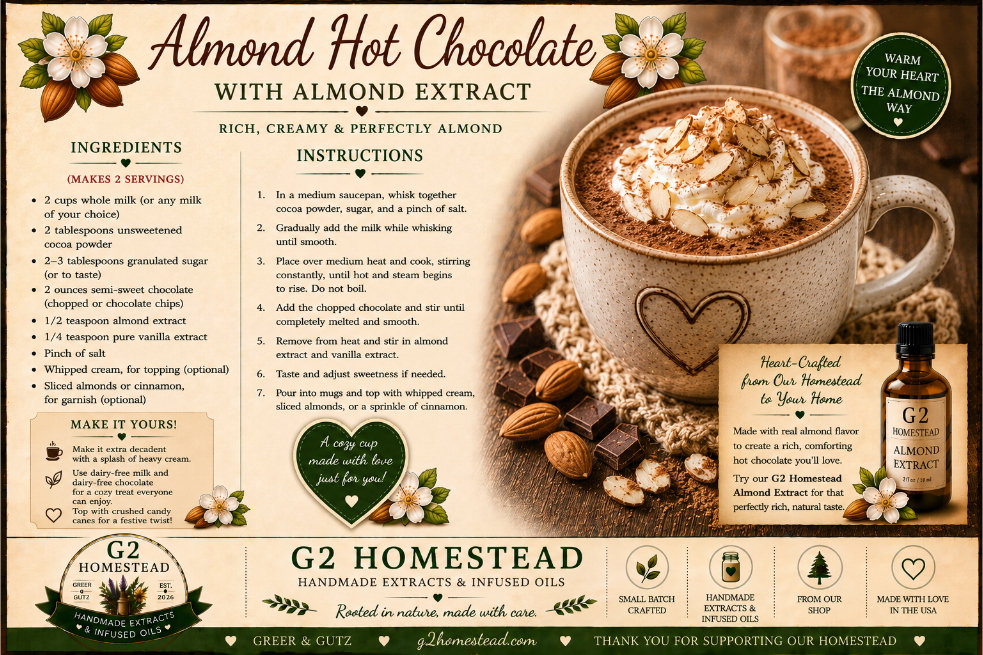 Almond hot chocolate recipe card