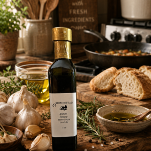 G2 Homestead garlic infused olive oil 8 oz bottle