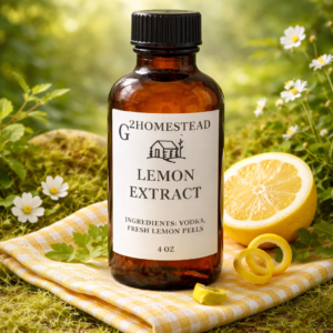 G2 Homestead lemon extract 4 oz bottle with fresh lemon